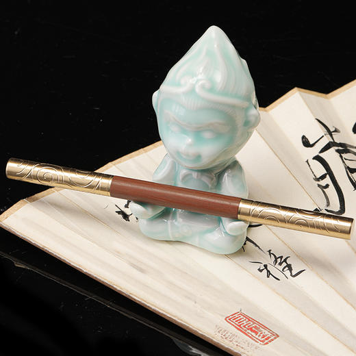 省大师雷慧仙出品龙泉青瓷粉青釉悟空茶宠摆件+金箍棒茶针 商品图1