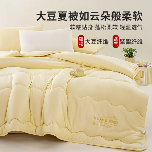 皇冠T3434沐逸抗菌大豆四季被奶黄色 商品图1
