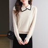 CC-101-2037秋季女装设计感上衣2024新款设计感翻领针织衫套头秋冬毛衣打底衫 商品缩略图3