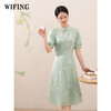 未风绿色新中式国风连衣裙女2024年新款夏季女装气质网纱绣花裙子 商品缩略图3