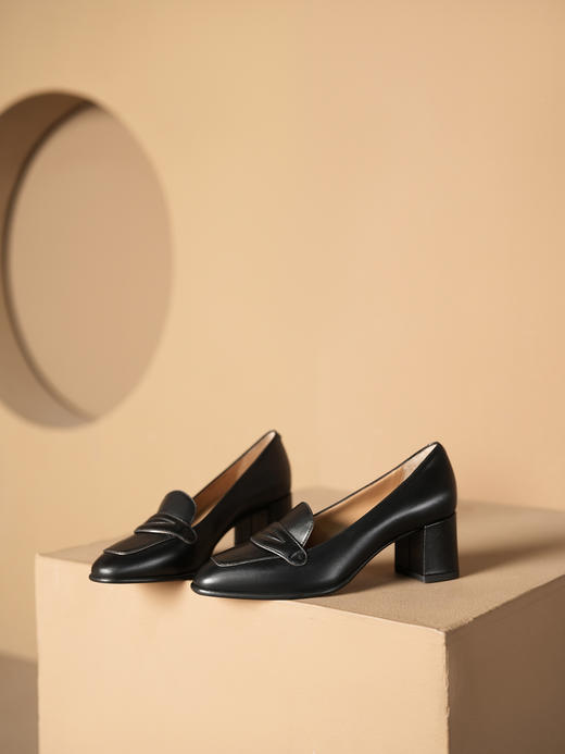 豪麟名鞋进口迪嘉女鞋皮鞋羊皮革F24408P黑色 商品图2