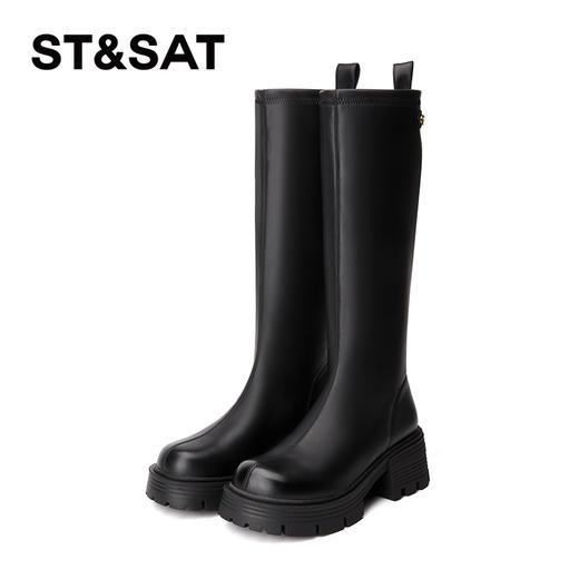 星期六复古擦色鞋头绒里显瘦美腿长靴SS341191EX 商品图7