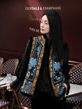 FAB福寿牡丹水貂毛坎肩