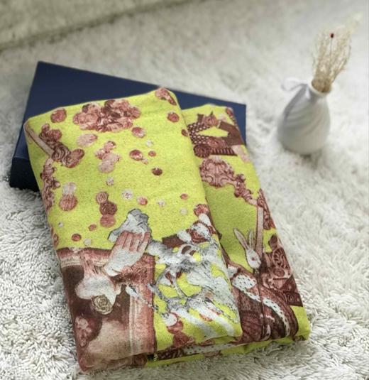 优品堂【时来运转】桑蚕丝+拉绒披肩围巾两用长巾 商品图5