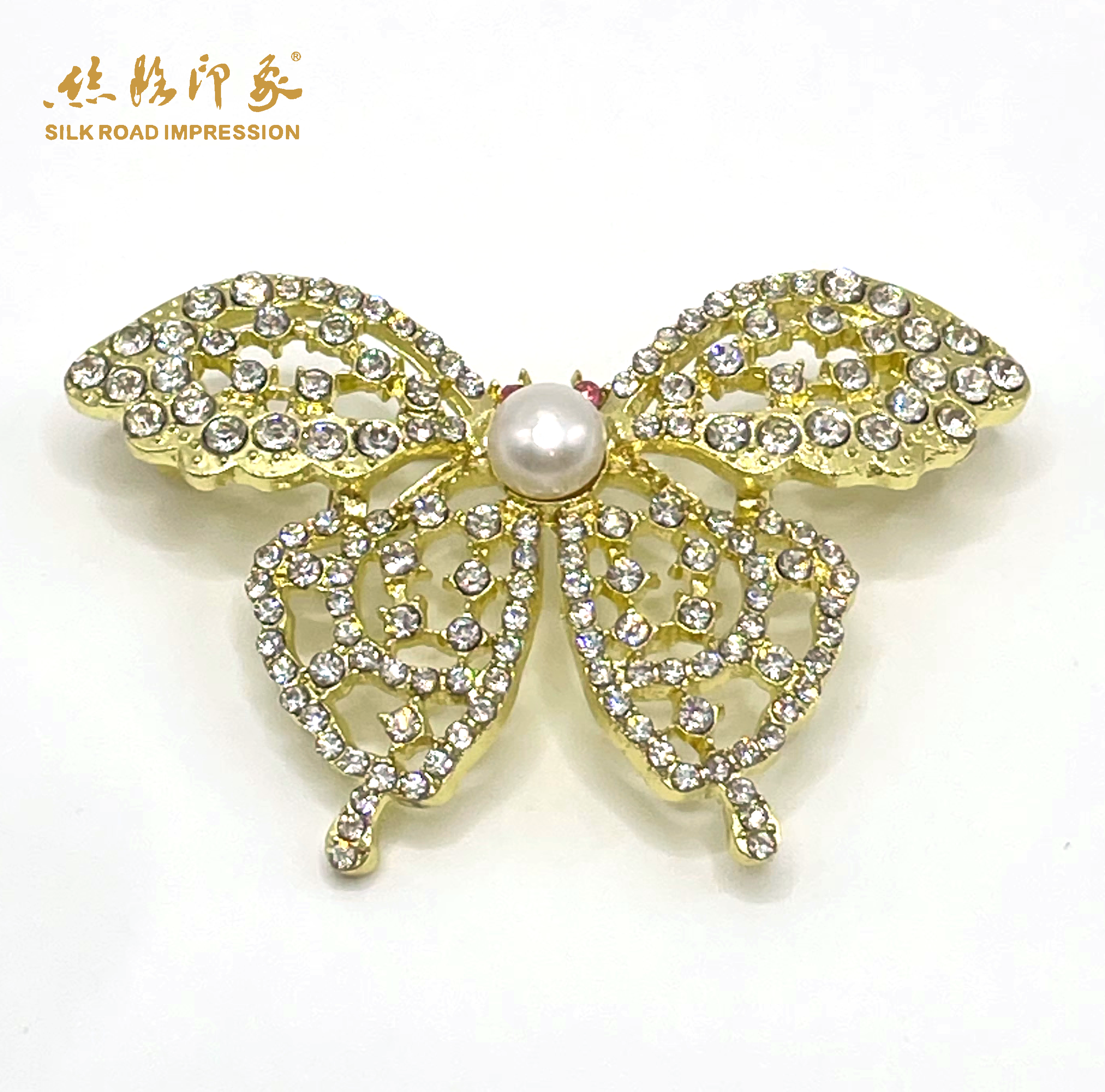 丝路印象轻奢爆款珍珠胸针时尚百搭简约6-7mm金色