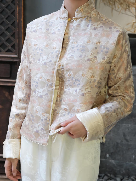 盛唐牡丹| 扇子纹重缎宋锦双面穿外套(不夹棉) [特价品] 商品图4