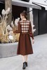 Le Malene 复古棕色菱格纹针织拼接连衣裙 17525 商品缩略图4