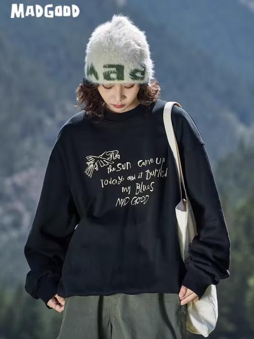 马得工地/MDGDWY243157/手写字母圆领卫衣 商品图2
