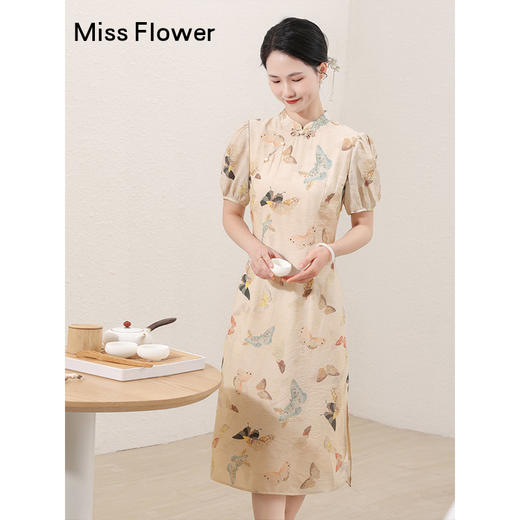 勿忘花改良旗袍连衣裙2025新款女装夏季新中式国风裙子设计感长裙 商品图2