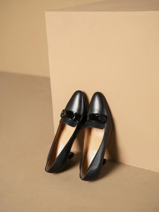 豪麟名鞋进口迪嘉女鞋皮鞋羊皮革F24291P黑色 商品图2