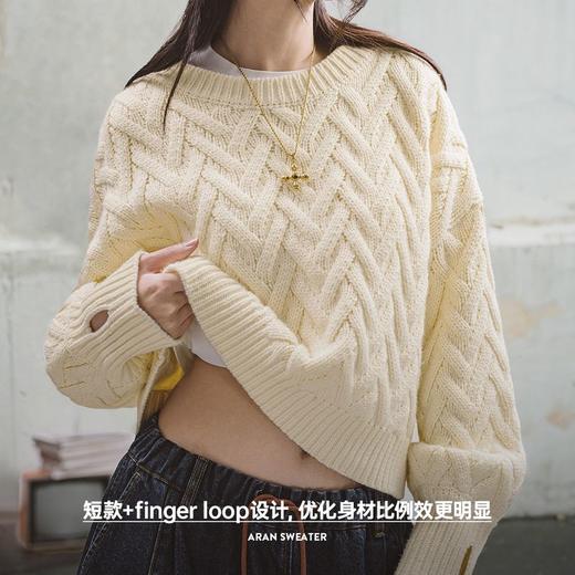 马登美式阿兰绞花毛衣冬季女复古编织麻花针织衫休闲长袖内搭套指毛衫 商品图3