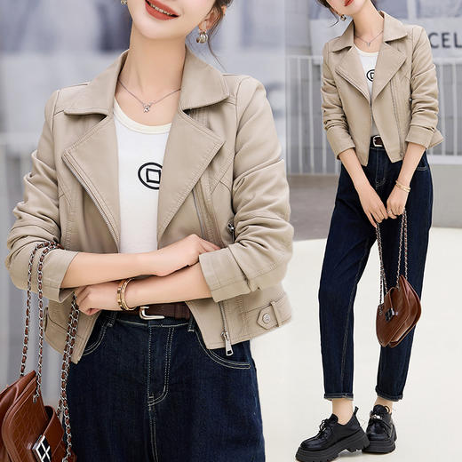 时尚洋气时髦休闲中长皮衣外套CLYZ2460A 商品图0