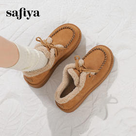 Safiya/索菲娅2024冬季圆头系带外穿羊羔毛加绒棉鞋雪地靴 SF44112041