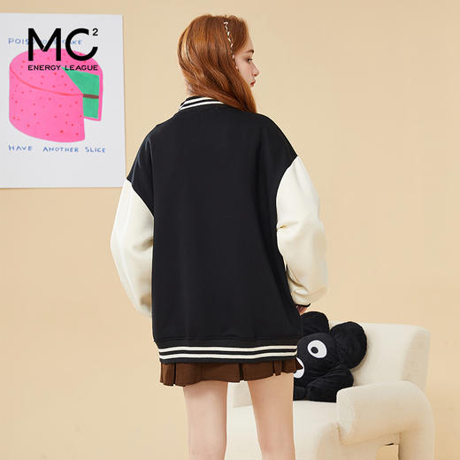 mc2加绒棒球领贴标款外套女装春秋新款美式复古学院风棒球服 商品图2