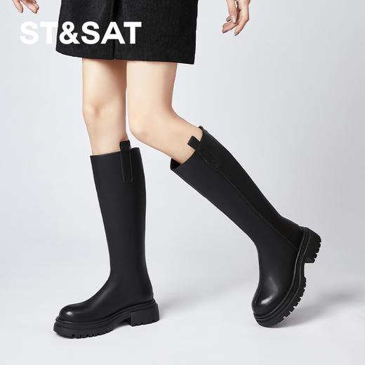 星期六时尚百搭保暖绒里显瘦美腿长靴SS341190Q9 商品图0