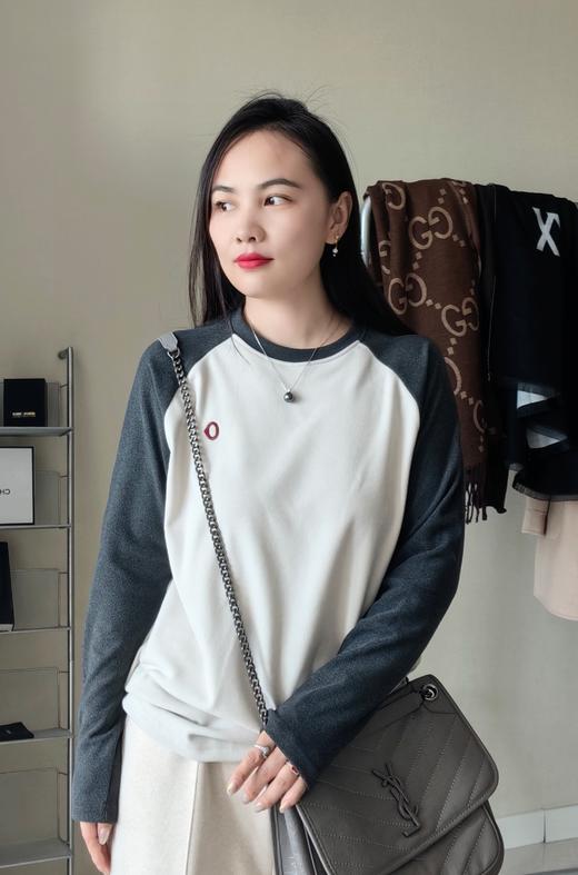 董洁同款素*秋季轻量磨毛拼色长袖 商品图3