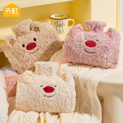 【温暖来袭，可拆卸毛绒暖水袋】天虹新款卡通毛绒充水暖手宝，PVC加厚内胆车压不爆，注水热灌水热水袋防爆1500ml大容量水袋QQ 商品图3