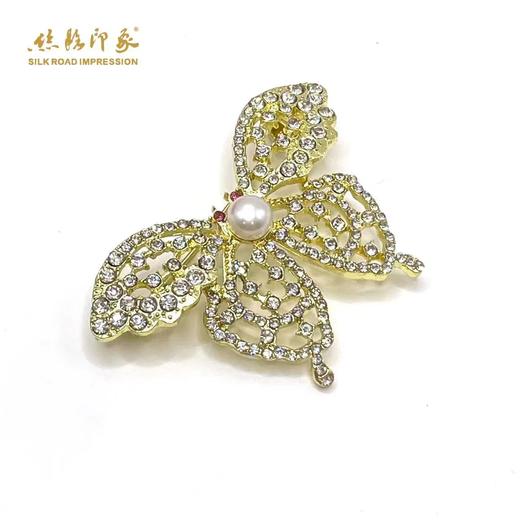 丝路印象轻奢爆款珍珠胸针时尚百搭简约6-7mm金色 商品图1