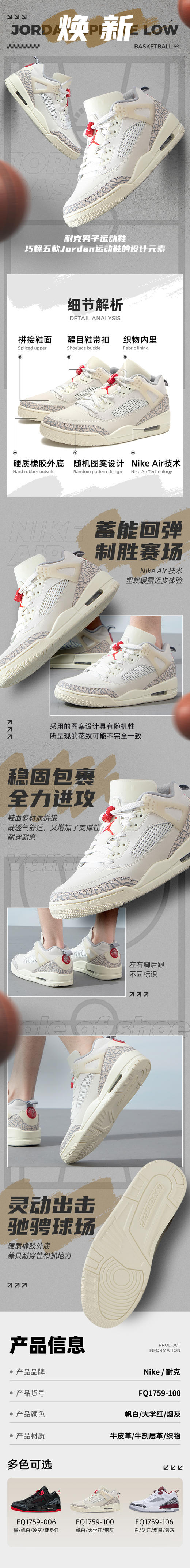 耐克（NIKE）JORDAN SPIZIKE LOW 男子运动鞋 FQ1759-100 商品图0