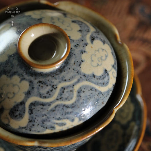 问鼎旗下留青汝瓷椒唐清音盖碗（龙跃沧海）（缺货） 商品图3