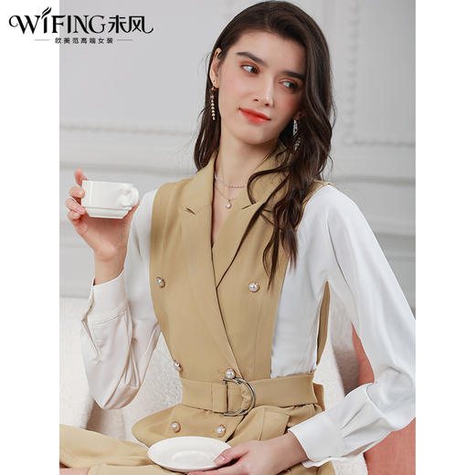 未风西装领显瘦连衣裙女秋2024秋季新款时尚气质职业拼接长袖裙子 商品图1