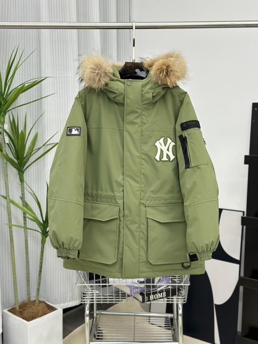 代购级版本！！MLB 23SS 大标字母连帽工装大毛领情侣款羽绒服 商品图2