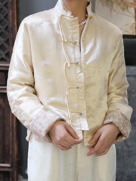 盛唐牡丹| 扇子纹重缎宋锦双面穿外套(不夹棉) [特价品] 商品图2