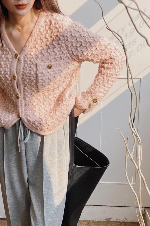 amadella 粉色小香风V领针织开衫外套 17524 商品图2