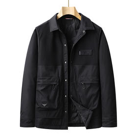 【特大码】【新款DPX】大依优型大码潮款翻领工装羽绒服鸭绒外套休闲胖子大码男休闲宽松加肥加大上衣