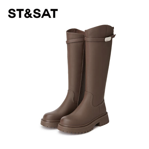 星期六时尚百搭美腿显瘦保暖绒里骑士靴SS341190I7 商品图6