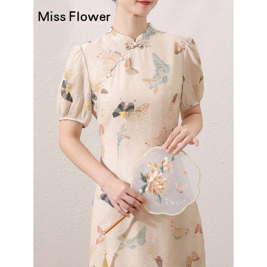 勿忘花改良旗袍连衣裙2025新款女装夏季新中式国风裙子设计感长裙 商品图3