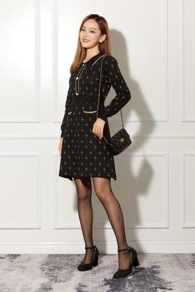 Le Malene 黑色修身针织连衣裙 10774