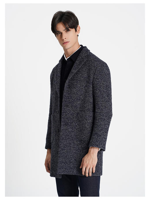 callisto高智系列藏青色羊毛混纺大衣 商品图3