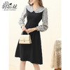 勿忘花黑色格子娃娃领连衣裙2025春女装新款假两件裙子春季穿搭 商品缩略图3
