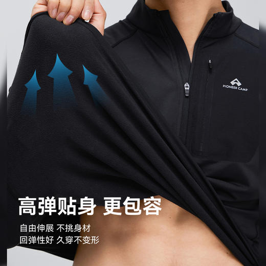  拓路者磨毛拉链半开襟加绒长袖男士2024年秋抓绒衣上衣保暖内搭 商品图5
