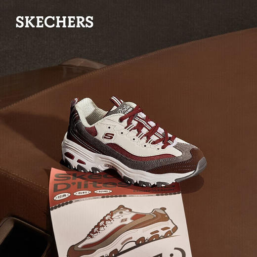 Skechers斯凯奇拼接厚底老爹鞋女休闲运动鞋149906-BUGY 棕红色/灰色 商品图0