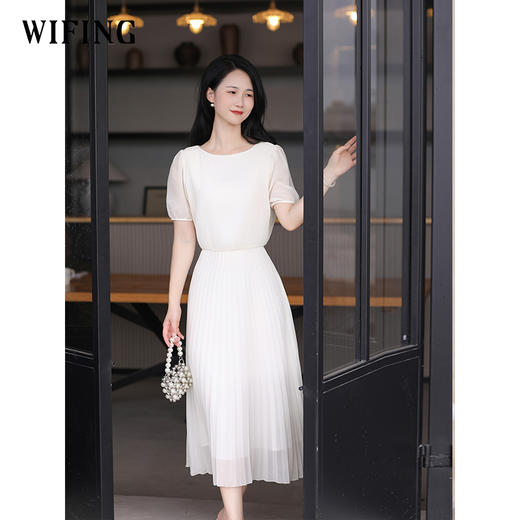 未风泡泡袖雪纺连衣裙女夏2024年夏季新款女装气质显瘦超好看裙子 商品图2