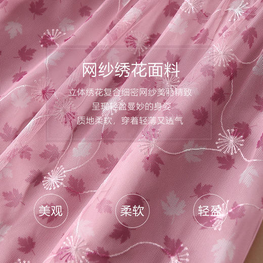 未风粉色网纱连衣裙女夏2025年夏季新款女装气质高腰法式减龄裙子 商品图4