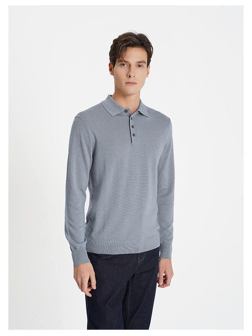 callisto灰色绵羊毛翻领毛衣 商品图2