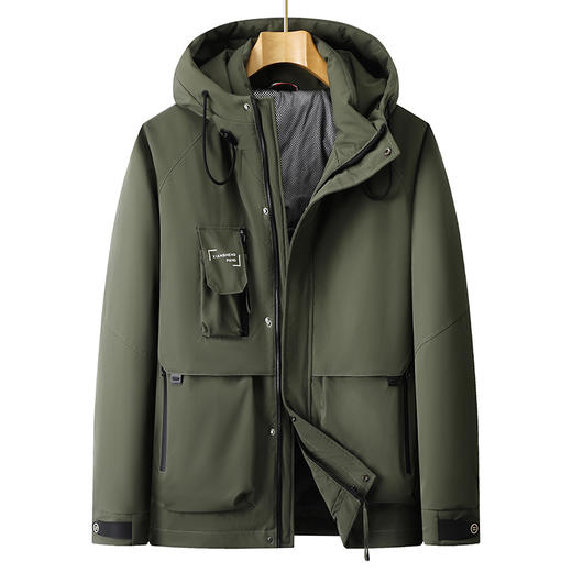 【特大码】【新款DPX】大依优型大码潮款工装连帽羽绒服鸭绒外套休闲胖子大码男休闲宽松加肥加大上衣 商品图0