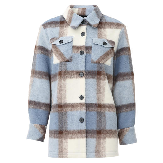 EITIE爱特爱冬季新款复古翻领撞色毛呢格子大衣外套7614330 商品图5