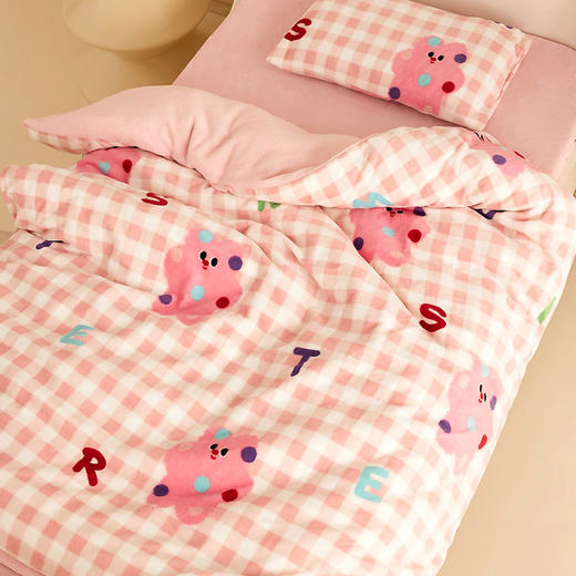 【幼儿园儿童专属】秋冬加厚牛奶绒三件套 保暖蓄热单被套、被套被芯 商品图3