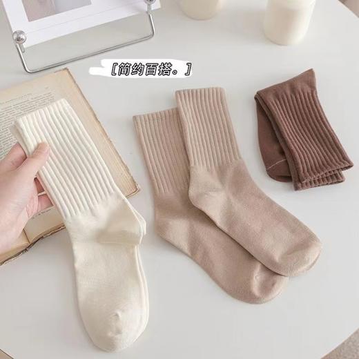 袜子女韩版中筒袜春夏纯色棉袜日系潮流堆堆袜秋冬长筒袜女士袜子 商品图1