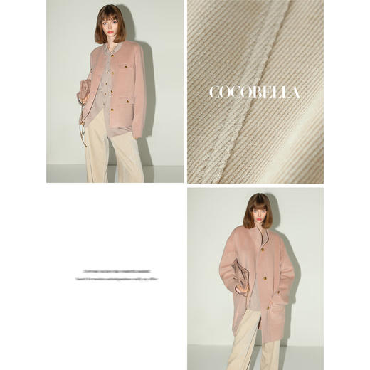 COCOBELLA设计感拼接灯芯绒阔腿裤垂坠拖地加厚休闲裤PA3052 商品图3