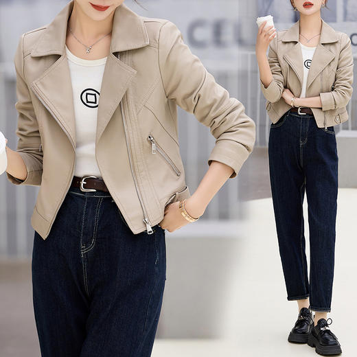 时尚洋气时髦休闲中长皮衣外套CLYZ2460A 商品图2