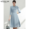 未风蓝色衬衫连衣裙女秋2024秋装新款女装气质显瘦中长款百褶裙子 商品缩略图3