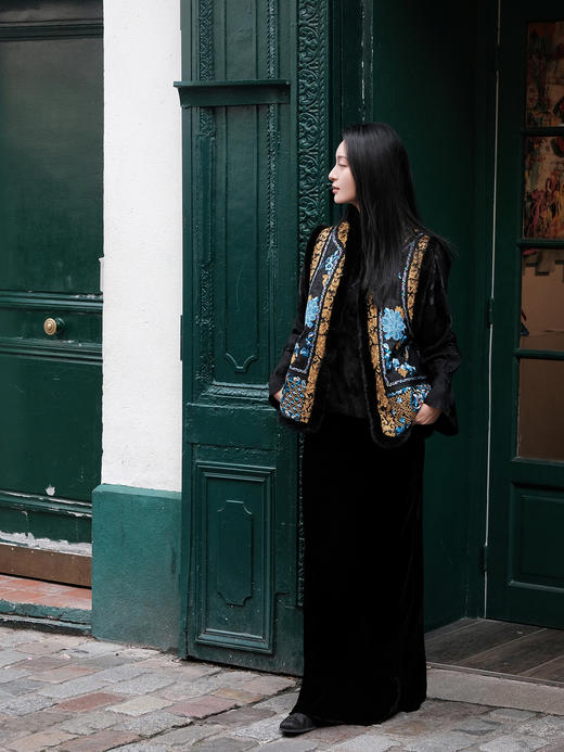 双11惠享 |盛唐牡丹| 福寿牡丹水貂毛坎肩-黑色[特价品] 商品图5