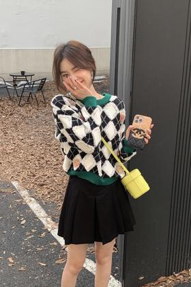 Stay2Weeks 学院风甜美菱形格针织上衣 17487