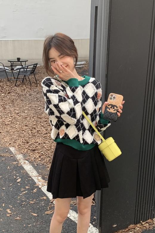 Stay2Weeks 学院风甜美菱形格针织上衣 17487 商品图0