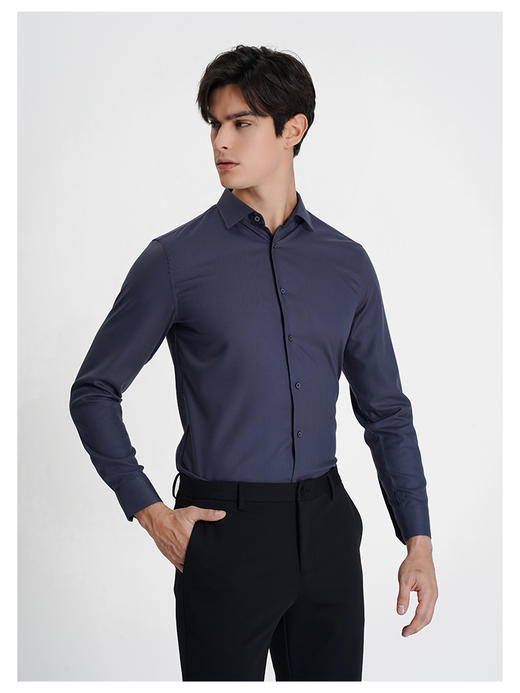 callisto蓝色羊毛混纺长袖衬衫 商品图3